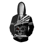Skull Zip Up Hoodies Unisex Adult Cosplay 3D Print Sweatshirt Jacket