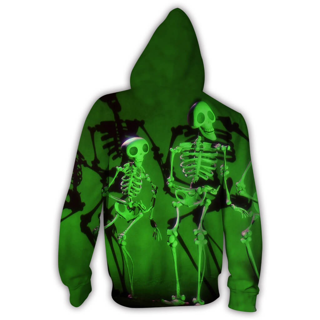 The Nightmare Before Christmas Cartoon Jack Skellington Green Unisex Adult Cosplay Zip Up 3D Print Hoodies Jacket Sweatshirt