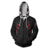 Overwatch Game Reaper Gabriel Reyes Unisex Adult Cosplay Zip Up 3D Print Hoodies Jacket Sweatshirt