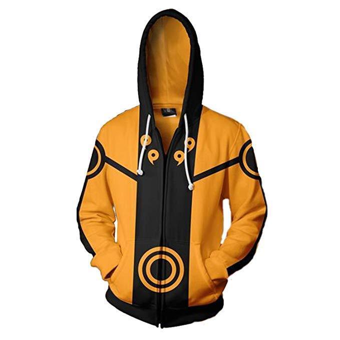 Adult Kyuubi Uzumaki Naruto Hoodies Uniform Jacket Cosplay Hoodies with Zippers