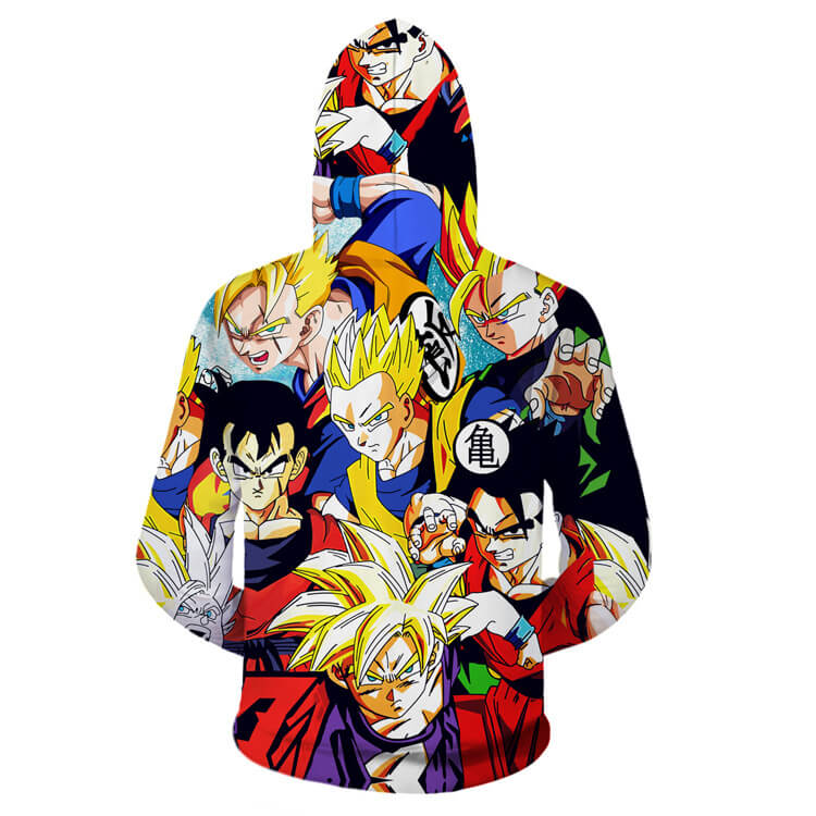 Dragon Ball Anime Son Goku Kakarotto 34 Saiyan Adult Cosplay Unisex 3D Printed Hoodie Pullover Sweatshirt Jacket With Zipper