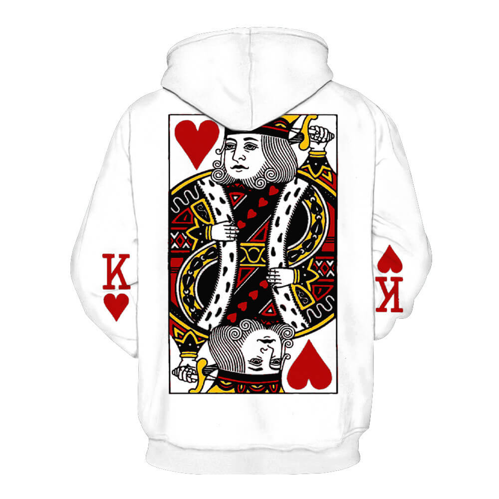 Playing Cards Hearts K White Unisex Adult Cosplay 3D Print Jacket Sweatshirt