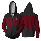 Star Trek:The Next Generation TV New Uniform Unisex Adult Cosplay Zip Up 3D Print Hoodies Jacket Sweatshirt