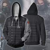 Avengers Movie Winter Soldier Bucky Barnes White Wolf Cosplay Unisex 3D Printed Hoodie Sweatshirt Jacket With Zipper