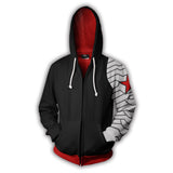 Avengers Movie Winter Soldier White Wolf Bucky Barnes Cosplay Unisex 3D Printed Hoodie Sweatshirt Jacket With Zipper