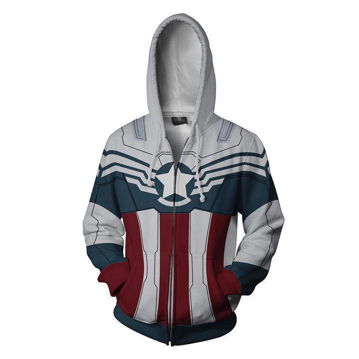 Captain America Movie Style 5 Cosplay Unisex 3D Printed Hoodie Sweatshirt Jacket With Zipper