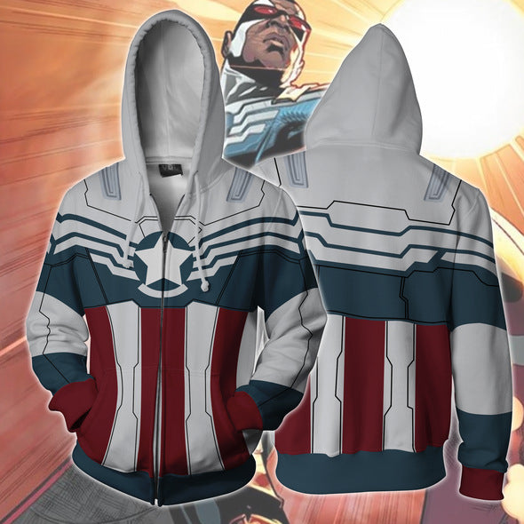 Captain America Movie Style 5 Cosplay Unisex 3D Printed Hoodie Sweatshirt Jacket With Zipper