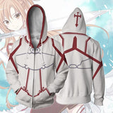 Sword Art Online SAO Anime Asuna Yuuki Cosplay Unisex 3D Printed Hoodie Sweatshirt Jacket With Zipper