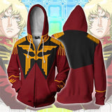 Gundam Anime Char Aznable Sha Azunaburu Adult Cosplay Unisex 3D Printed Hoodie Sweatshirt Jacket With Zipper