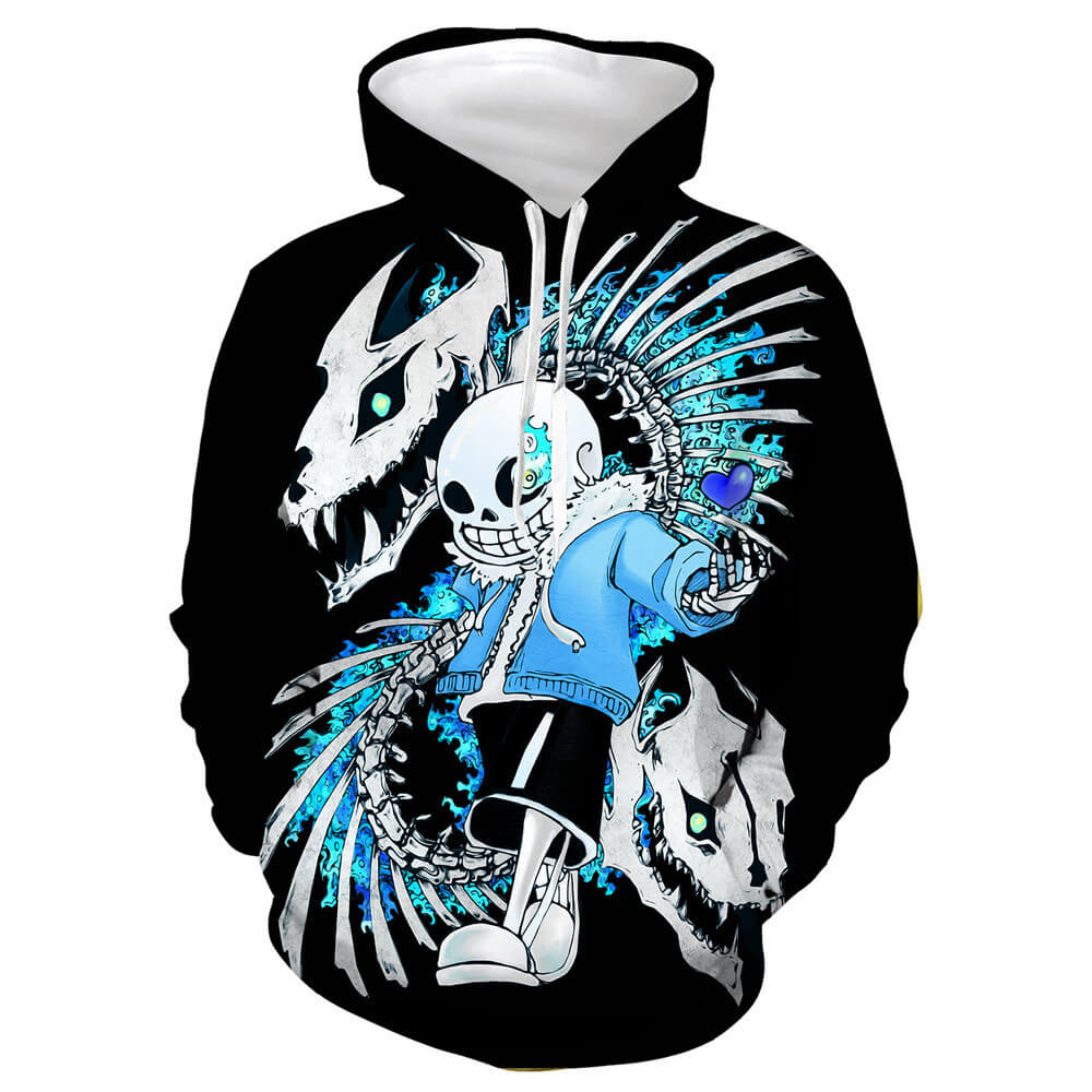 Undertale Game Sans Paunchy Skeleton Wide Toothy Grin 5 Unisex Adult Cosplay 3D Printed Hoodie Pullover Sweatshirt