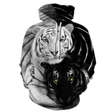 Animal Black White Siberian Amur Tiger Unisex Adult Cosplay 3D Print Jacket Sweatshirt