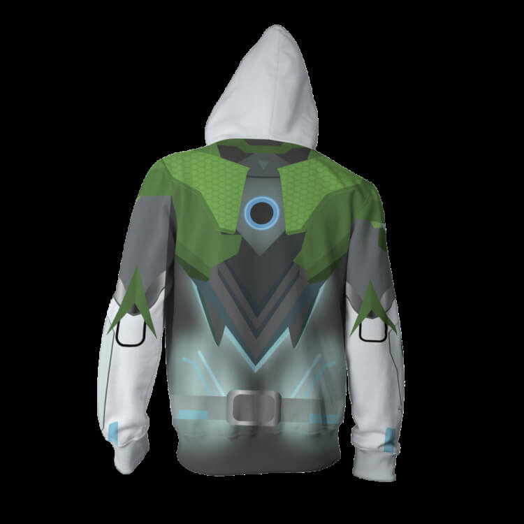 Overwatch Game Genji Shimada Sparrow Green Unisex Adult Cosplay Zip Up 3D Print Hoodies Jacket Sweatshirt