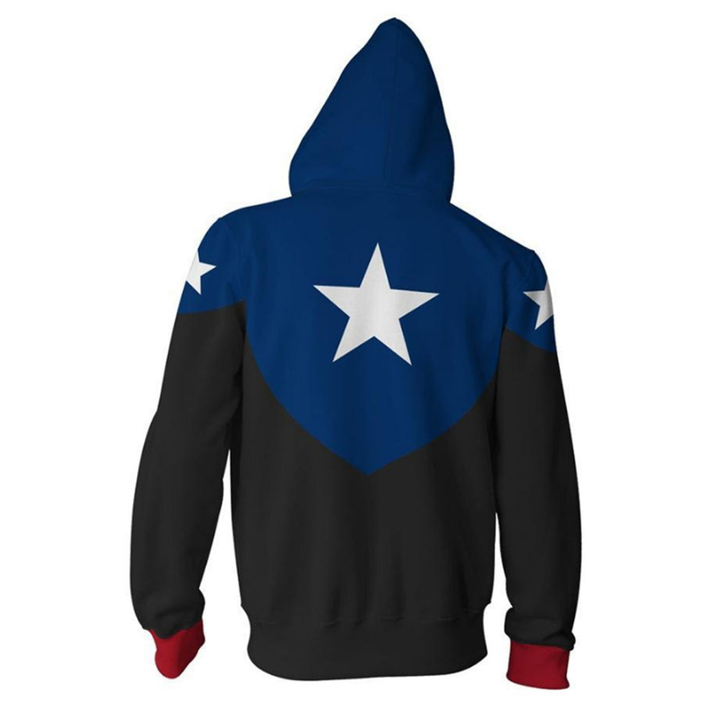 Captain America Movie Style 6 Cosplay Unisex 3D Printed Hoodie Sweatshirt Jacket With Zipper
