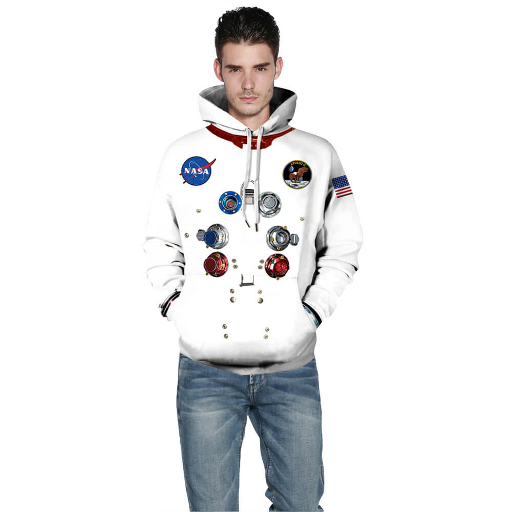 Adult Women Casual Astronaut Spacesuit Outfits Halloween 3D Armstrong Space Pullover Hoodies Sweatshirt
