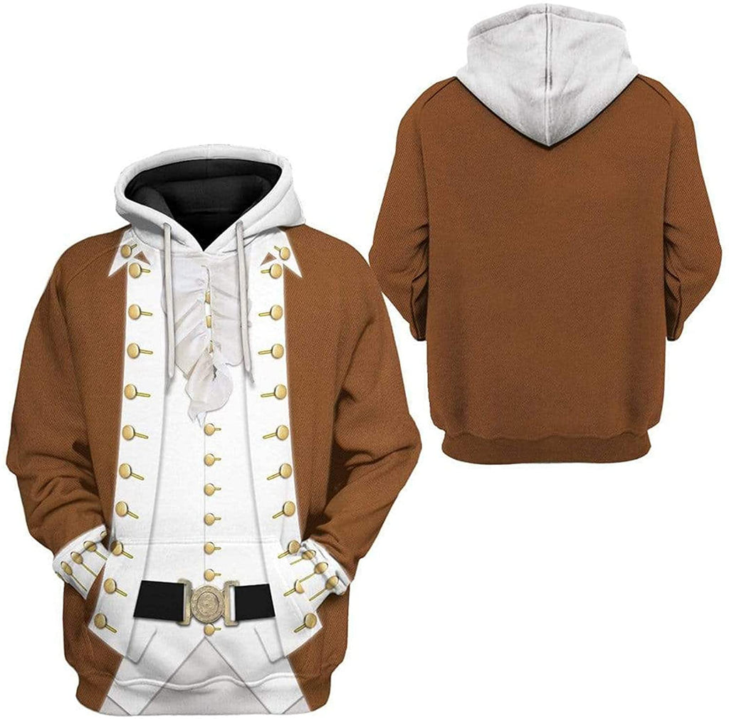 Alexander Hamilton 2 Historical Figure Brown White Unisex 3D Printed Hoodie Pullover Sweatshirt