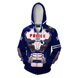 Astral Chain Game Police Uniform Unisex Adult Cosplay Zip Up 3D Print Hoodies Jacket Sweatshirt