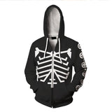 The World Ends With You Game Skeleton Cosplay Unisex 3D Printed mha Hoodie Sweatshirt Jacket With Zipper