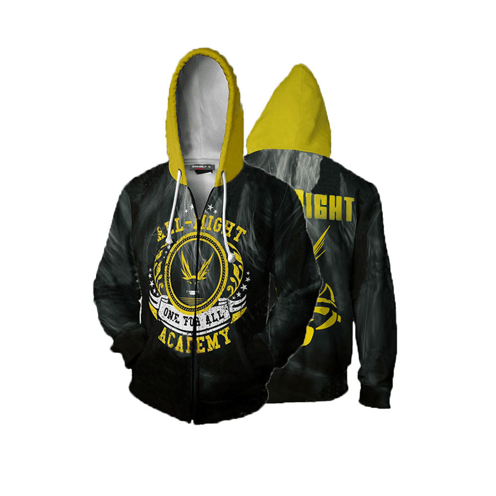 My Hero Academia Anime All Might One For All Cosplay Unisex 3D Printed mha Hoodie Sweatshirt Jacket With Zipper