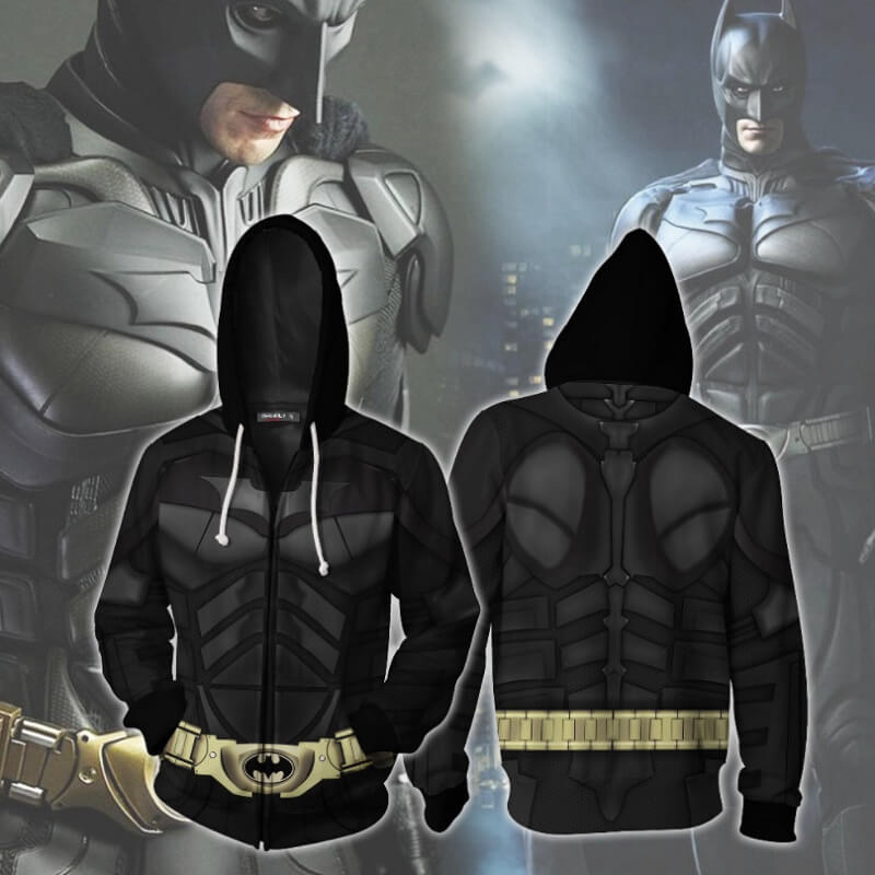 Batman The Dark Knight Anime Bruce Wayne With Gold Belt Unisex Adult Cosplay Zip Up 3D Print Hoodies Jacket Sweatshirt