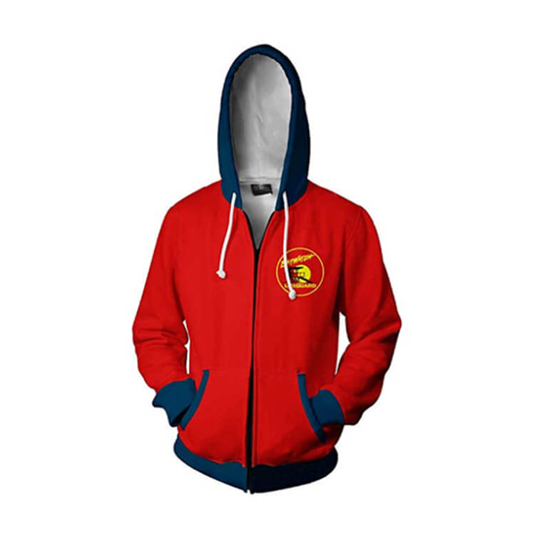 Baywatch TV Mitch Buchannon Red Uniform Unisex Adult Cosplay Zip Up 3D Print Hoodies Jacket Sweatshirt