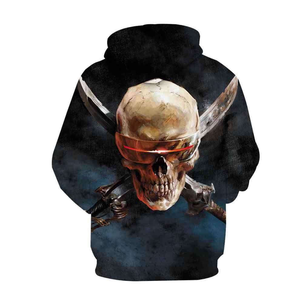 Black Skull Hoodie Halloween Unisex Adult Cosplay 3D Print Sweatshirt Pullover