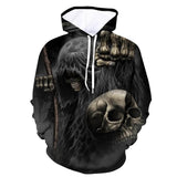 Womens Skull Hoodie Halloween Unisex Adult Cosplay 3D Print Sweatshirt Pullover
