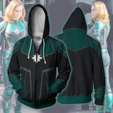 Captain Marvel Movie Carol Susan Jane Danvers Green Unisex Adult Cosplay Zip Up 3D Print Hoodies Jacket Sweatshirt
