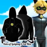 Miraculous Tales of Ladybug Cat Anime Noir Adrien Agreste Cat Noir Cosplay Unisex 3D Printed Hoodie Sweatshirt Jacket With Zipper