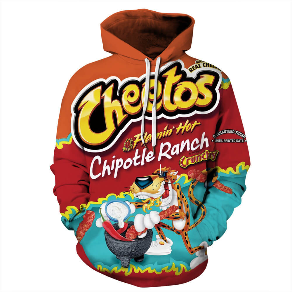 Cheetos Food Crunchy Flamin Hot Unisex Adult Cosplay 3D Print Hoodie Pullover Sweatshirt