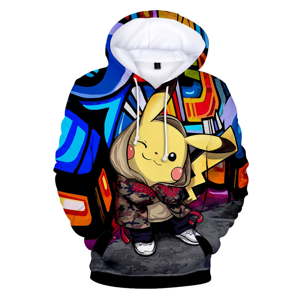 Cute Detective Pikachu Unisex Adult Cosplay 3D Print Hoodie Pullover Sweatshirt
