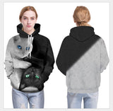 Cute Twin Grey and Black Cats Animal Unisex Adult Cosplay 3D Print Hoodie Pullover Sweatshirt