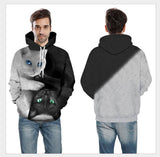 Cute Twin Grey and Black Cats Animal Unisex Adult Cosplay 3D Print Hoodie Pullover Sweatshirt