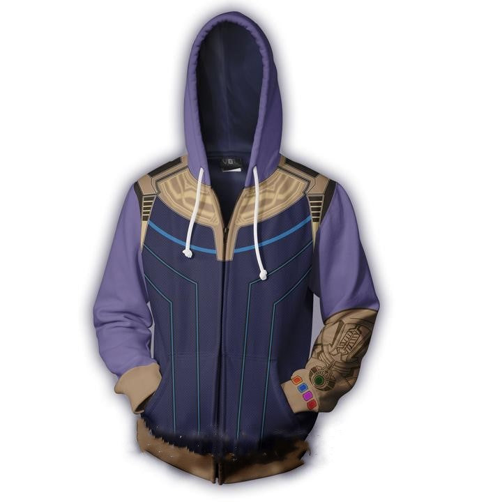 Avengers Movie Thanos Purple Cosplay Unisex 3D Printed Hoodie Sweatshirt Jacket With Zipper