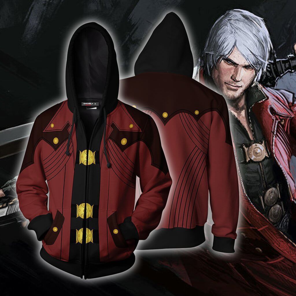 Devil May Cry 3 Game Dante Red Unisex Adult Cosplay Zip Up 3D Print Hoodies Jacket Sweatshirt