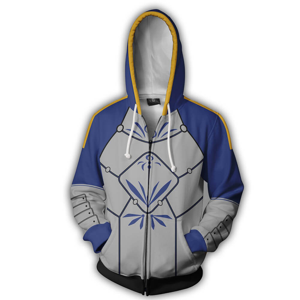 Fate Stay Night Game Saber Altria Pendragon Unisex Adult Cosplay Zip Up 3D Print Hoodies Jacket Sweatshirt