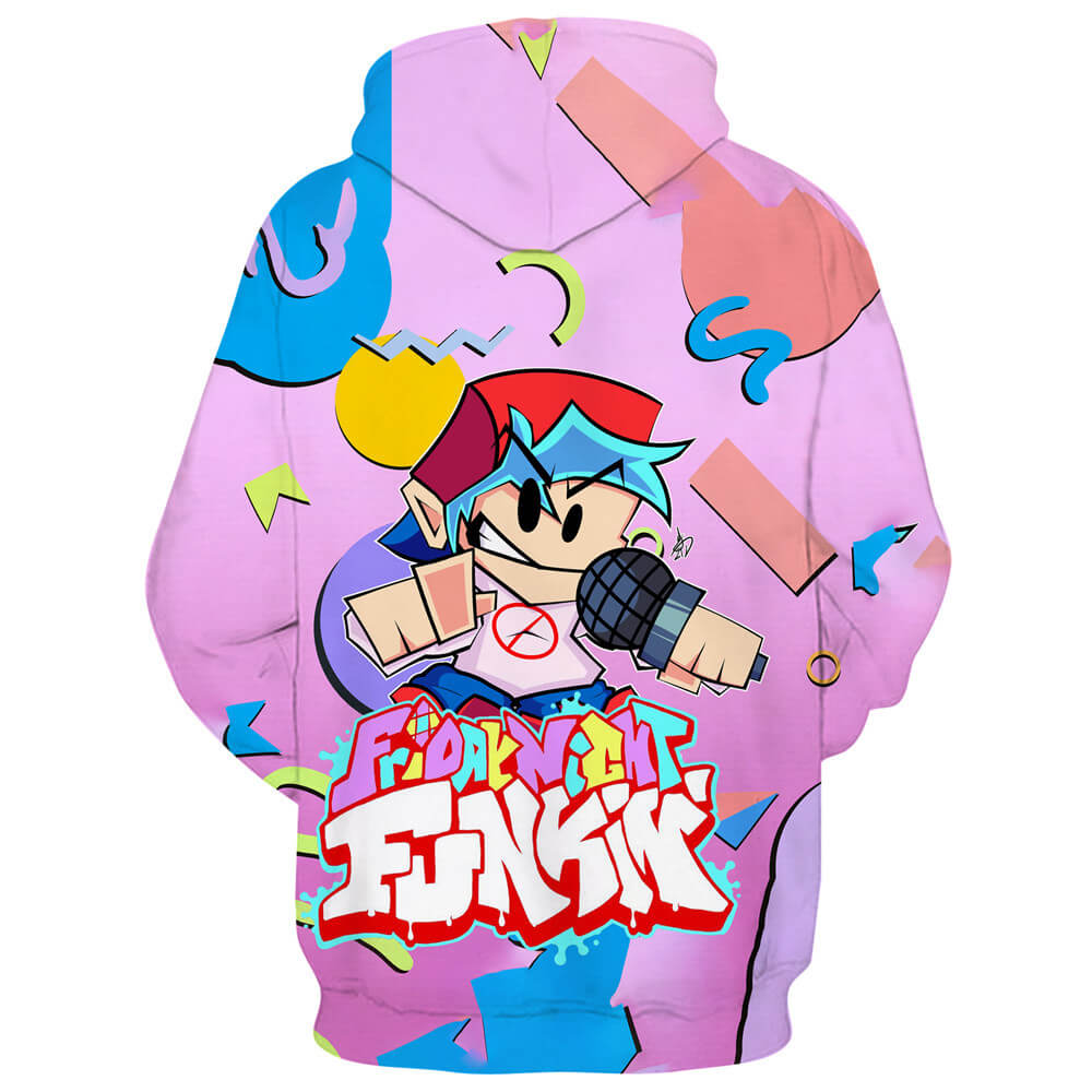 Friday Night Funkin Game Boyfriend Sing Microphone Pink Unisex Adult Cosplay 3D Print Hoodie Pullover Sweatshirt