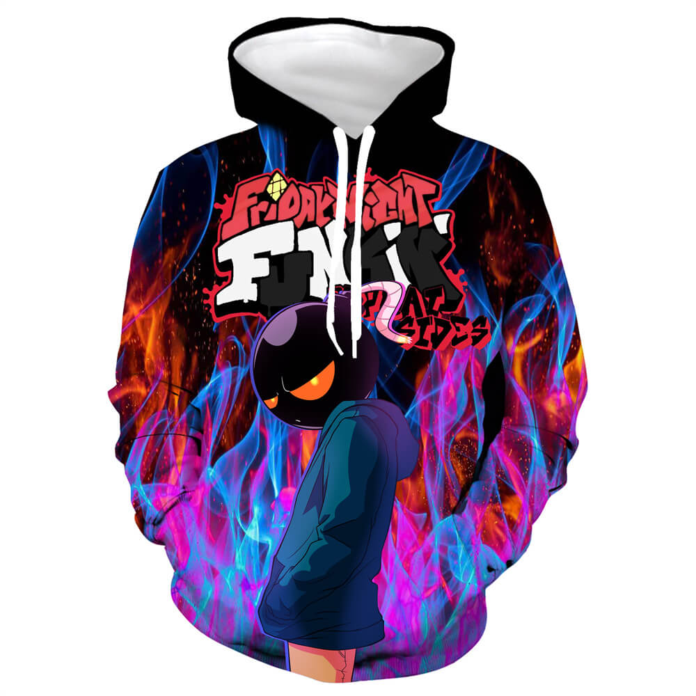 Friday Night Funkin vs Whitty Game Whitmore Mod Fire Unisex Adult Cosplay 3D Print Hoodie Pullover Sweatshirt