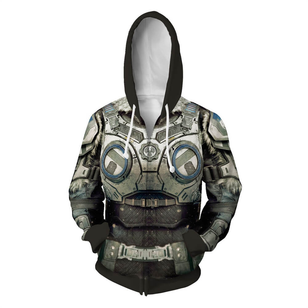 Gears 5 Game Kait Uniform Unisex Adult Cosplay Zip Up 3D Print Hoodies Jacket Sweatshirt