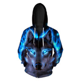 Ghost Wolf War of the Thorns Game Animal Unisex Adult Cosplay Zip Up 3D Print Hoodies Jacket Sweatshirt