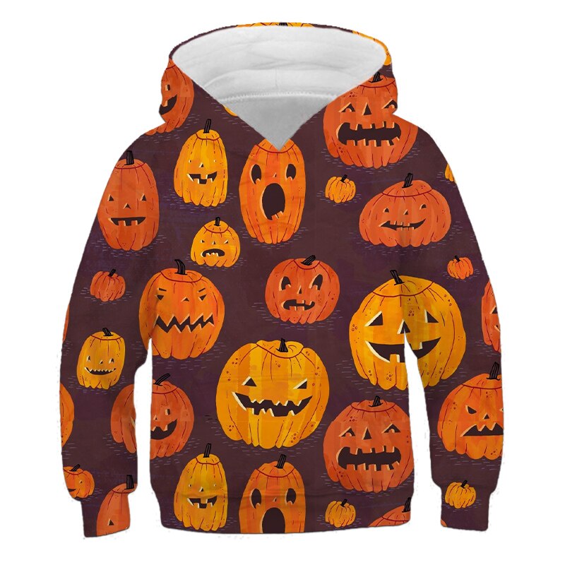 Baby Boy Cartoon Halloween Pumpkin 3D Print Girls Cute Hoodies Children's Clothing Kids Holiday Autumn Pullovers Outfits