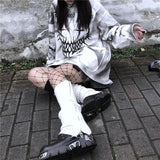 Harajuku Funny Printed Tops White Japan Kpop Hoodie Casual High Street Sweatshirts