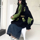 Frog Women Sweatshirt Harajuku Long Sleeve Crewneck Hoodie Oversize Autumn Winter Kawaii Vintage Pullover Cute Top