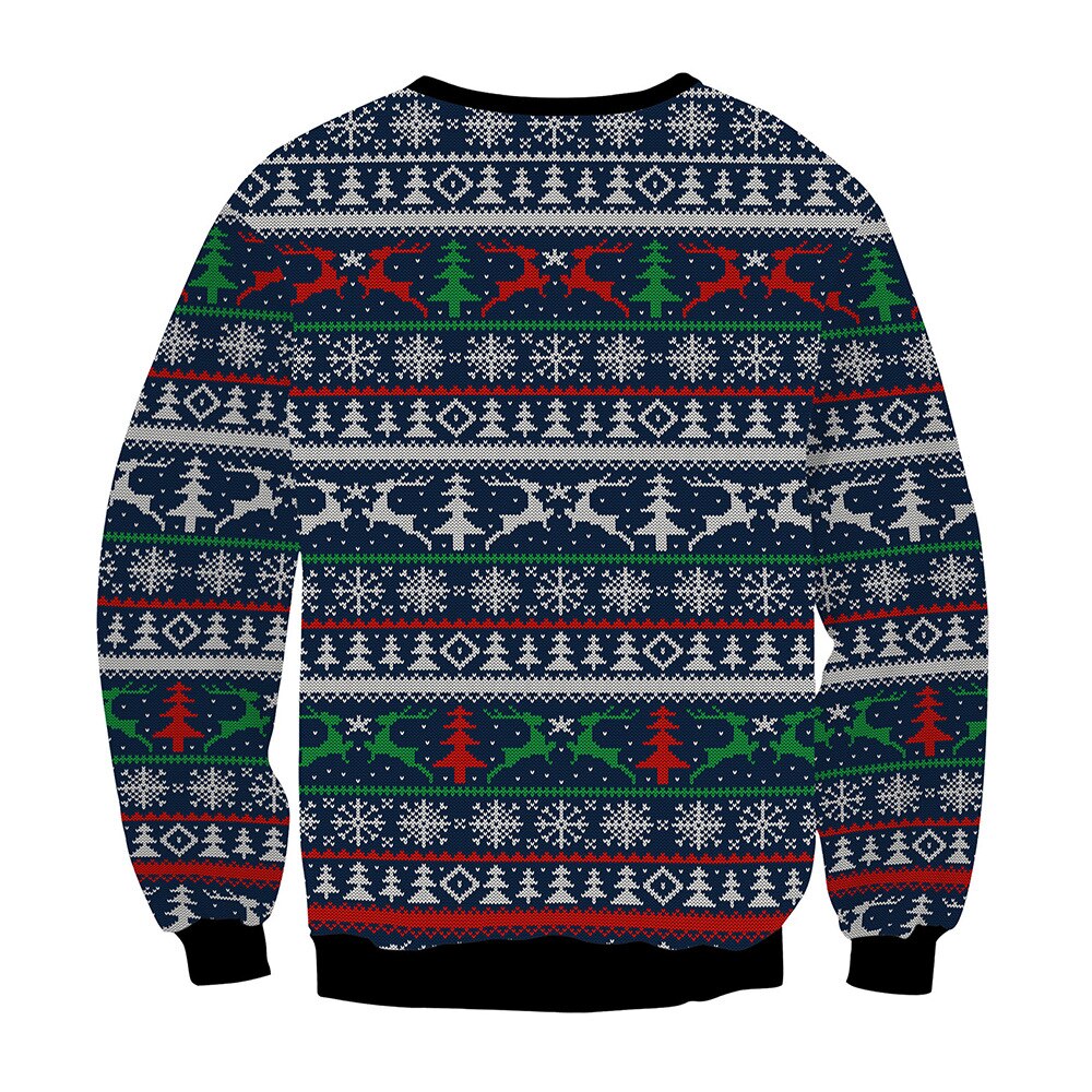 Fashion Unisex Ugly Christmas Sweater Men Women Casual Long Sleeve Round Neck Pullover Tops