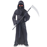 Horrible Grim Reaper Costume Glow In The Dark Scythe Luminous Glasses Full Sets Halloween Costume for Kids