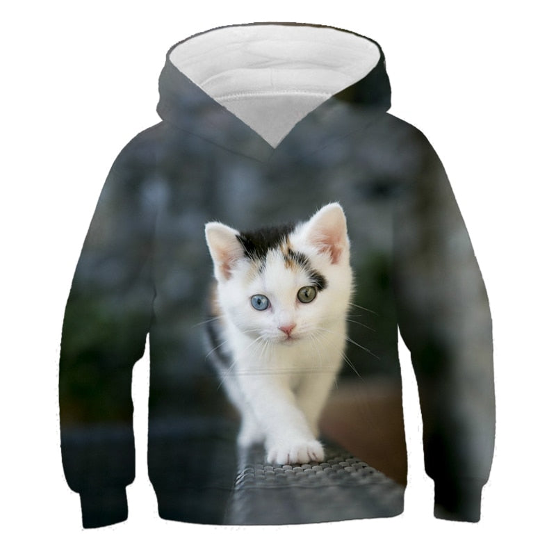 Children Cute Cat 3D Printed Hoodies Boys Girls Cool Sweatshirts Hoodie Kids Fashion Pullovers Clothes Tops 4T-14T Baby Sweaters