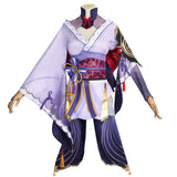 Genshin Impact Raiden Shogun Cosplay Halloween Show Funny Costume Purple Color Contact Lenses Ponytail Wig