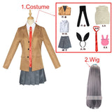Anime Bunny Girl Senpai Sakurajima Mai Cosplay Costume High School Student Uniform Includes Black Bunny Ears Sock Tie