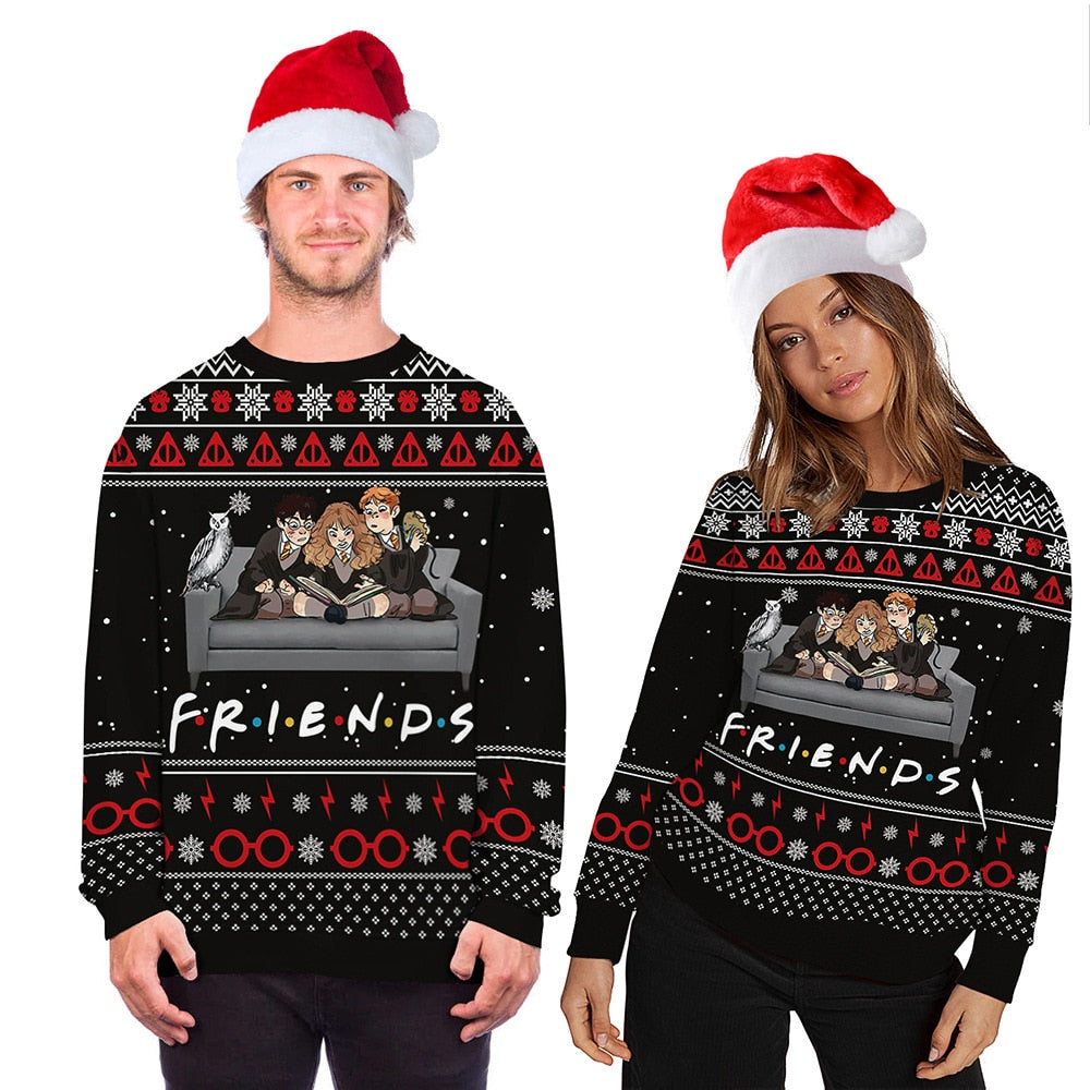 Ugly Christmas Sweater Fun 3D Printed Sweater Fashion Unisex Long-sleeved Hooded Sweater Autumn Funny Christmas Party