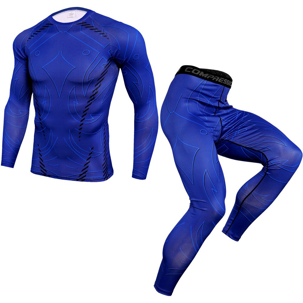 Compression Running Sets Men Joggers Sports Suits Quick Dry Gym Fitness Training Tracksuit Long t shirt + pants Sportswear