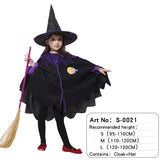 Halloween Witch Cloak Headwear Gown Robe Cosplay Costumes Coat Cloak Witch Hat Girl Party Costumes For kid Chirstmas